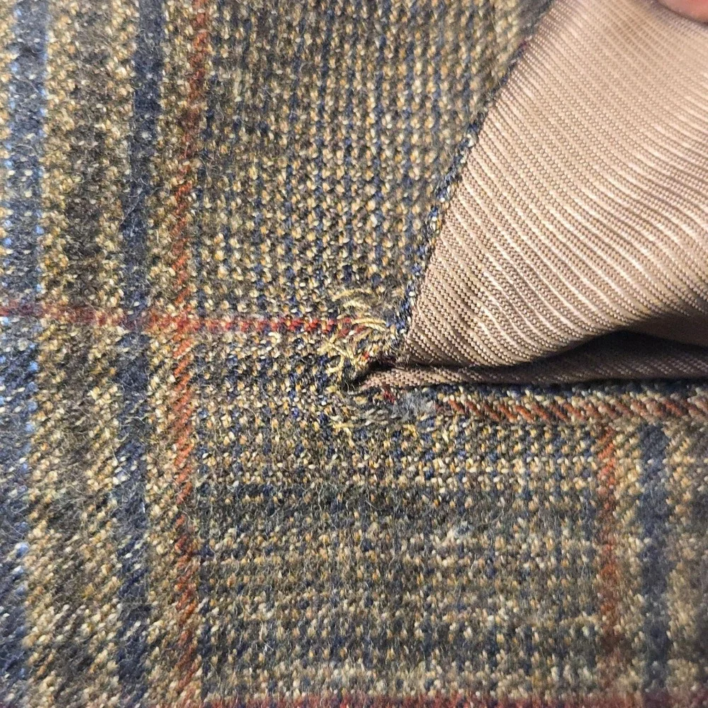Loro Piana Cremieux Sport Coat 48R Mens Brown Glen Plaid Wool Blazer Jacket Can